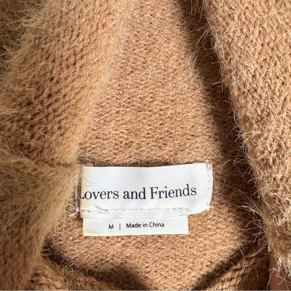 Lovers + Friends Mattia Turtleneck Sweater Dress Pearl Sleeve Cork Brown M - Picture 4 of 6